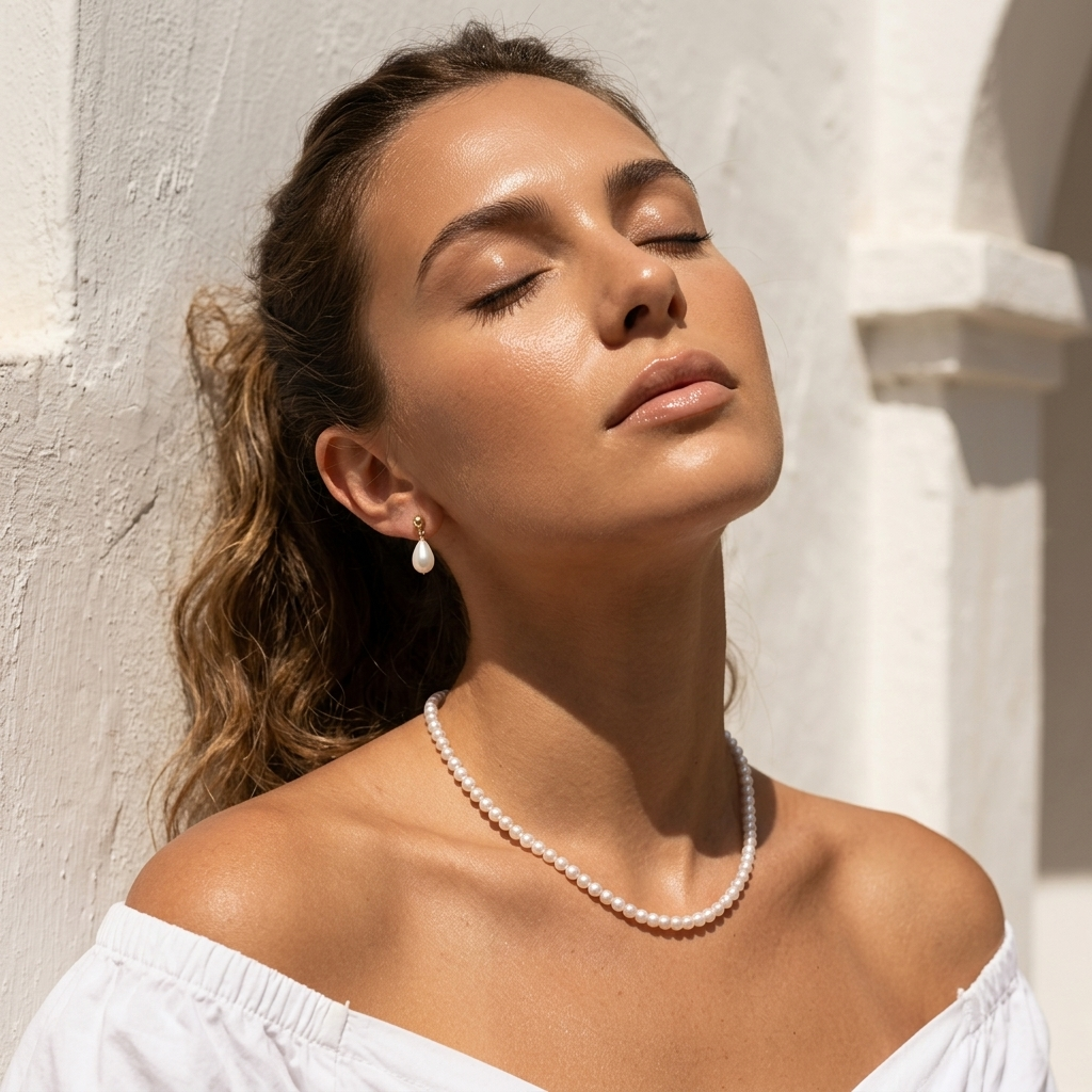 colier perle naturale mici albe stil clasic elegant aur 14K - Royal Pearls