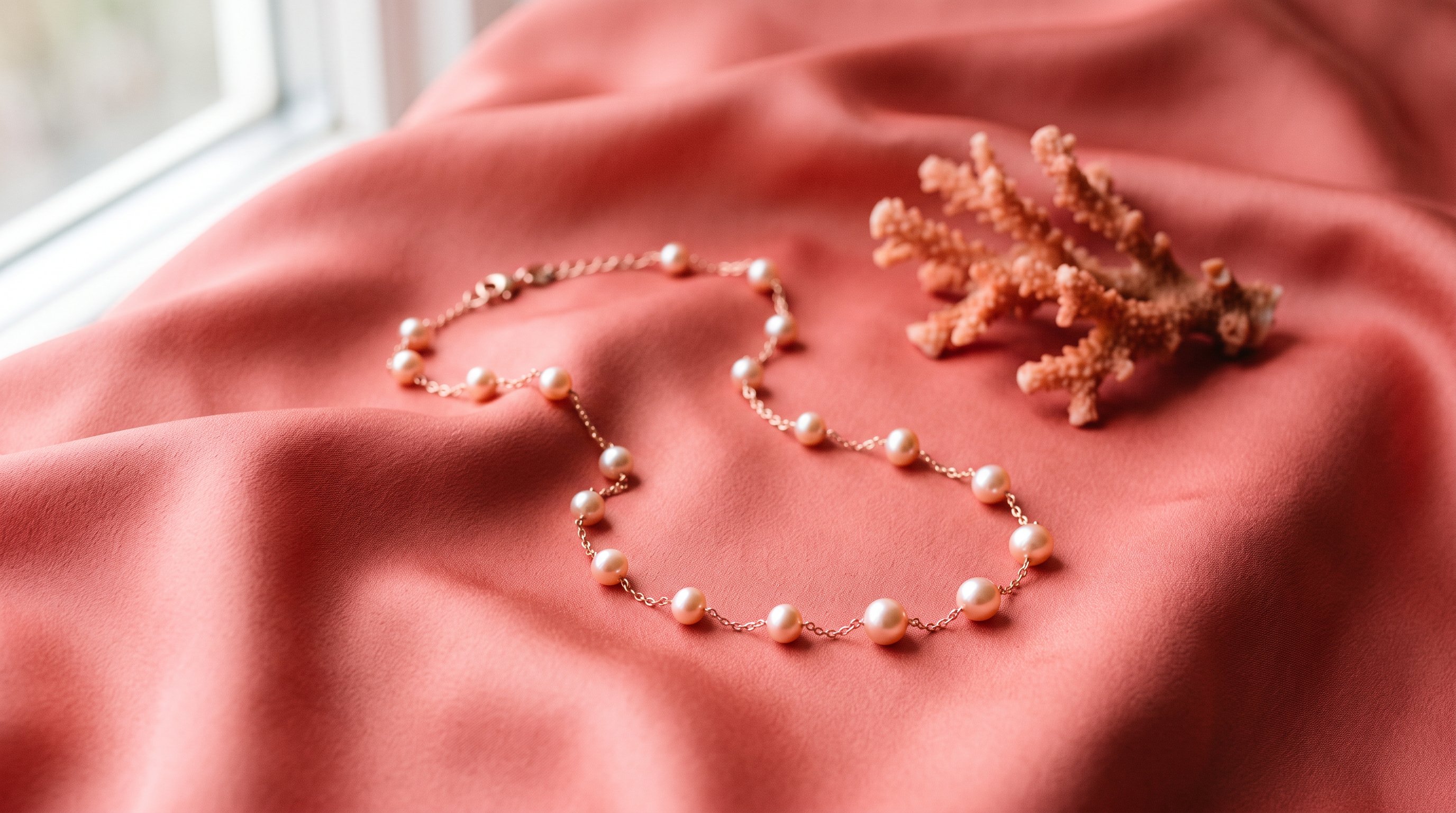 nunta de coral 35 ani casatorie cadou bijuterii perle naturale aur 14K - Royal Pearls