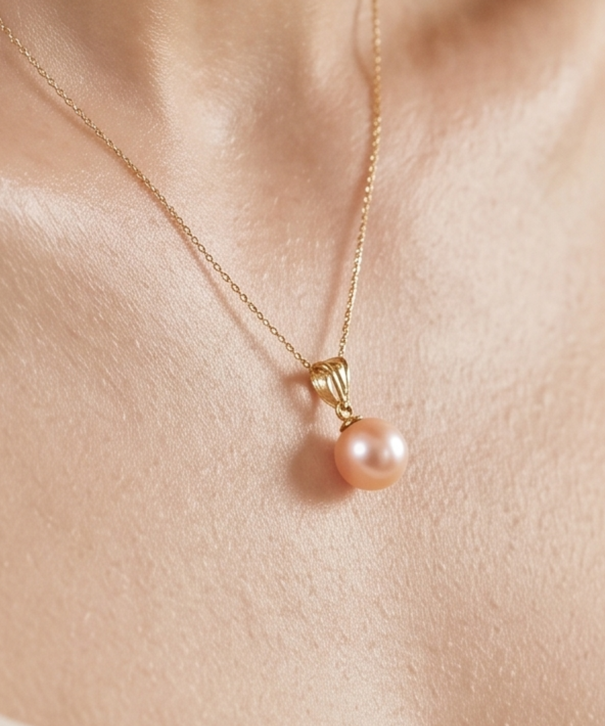 Pandantiv Aur 14K cu Perlă Naturală Roz 7-8mm — Elysia