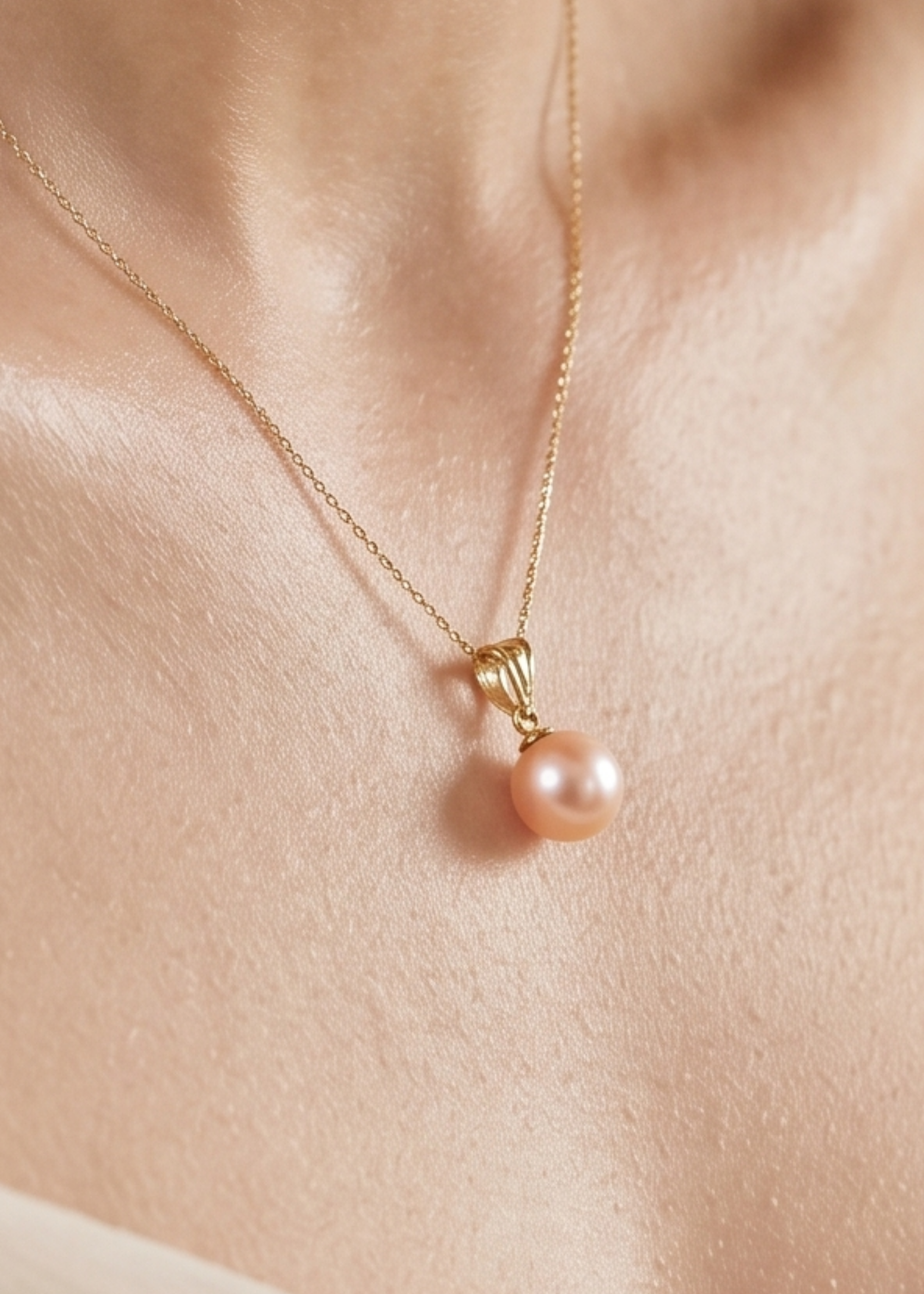 Pandantiv Aur 14K cu Perlă Naturală Roz 7-8mm — Elysia detaliu - pandantiv perla naturala aur 14K - Royal Pearls