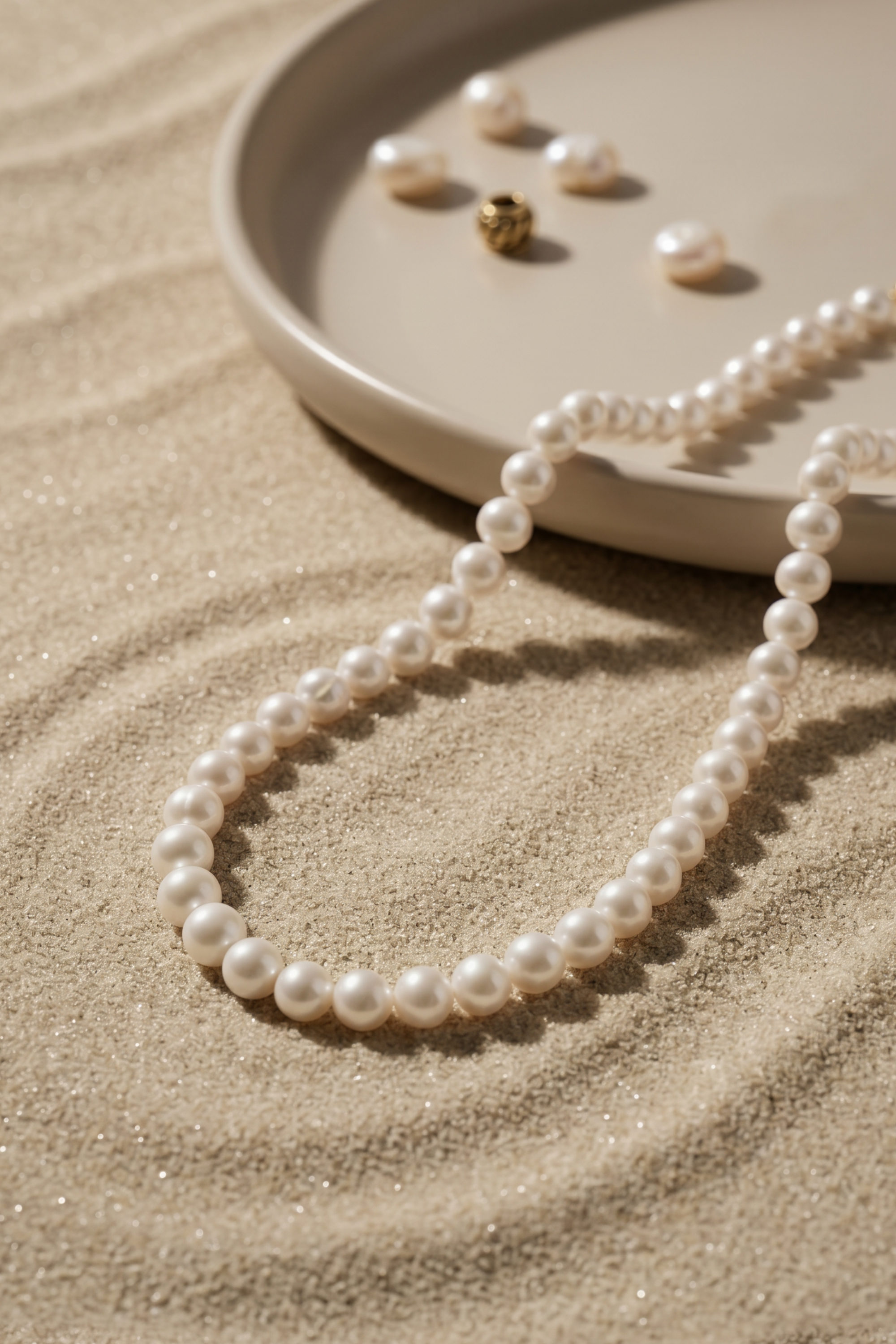 colier perle naturale champagne 5-6mm aur 14k prezentare - aura - royal pearls
