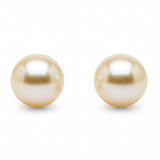 Cercei stud din aur 14K cu perle de cultură champagne 8.5–9 mm