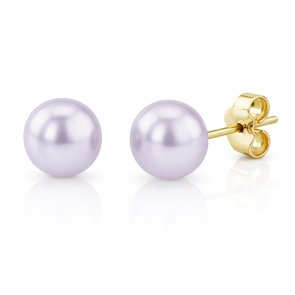 Cercei Aur 14K cu Perle Naturale Mov 5-6mm Stud detaliu - cercei perle naturale aur 14K - Royal Pearls