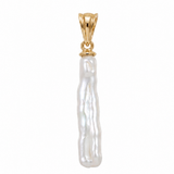 Pandantiv Aur 14K cu Perlă Naturală Albă Keshi — Noelle