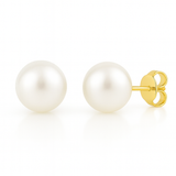 Cercei stud din aur 14K cu perle de cultură albe 5.5–6 mm