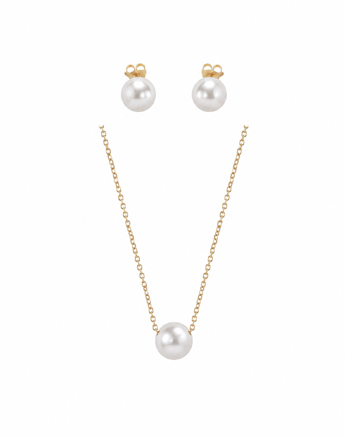 Set Perle Naturale Albe Aur 14K Marie – Perle Rotunde 7–8 mm detaliu inchizatoare - set bijuterii perle naturale aur 14K - Royal Pearls