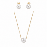 Set Perle Naturale Albe Aur 14K Marie – Perle Rotunde 7–8 mm detaliu inchizatoare - set bijuterii perle naturale aur 14K - Royal Pearls