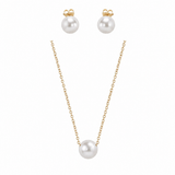 Set Perle Naturale Albe Aur 14K Marie – Perle Rotunde 7–8 mm detaliu inchizatoare - set bijuterii perle naturale aur 14K - Royal Pearls