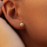 Cercei stud din aur 14K cu perle de cultură champagne 7–7,5 mm