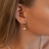 Cercei din aur 14K  stud lung cu perle de cultură roz 7–7,5 mm — Amélie