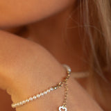 Brățară cu perle de cultură albe 3-3.5 mm din aur 14K Ivory Thread