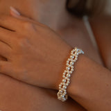 Brățară cu perle de cultură albe 3–3,5 mm + 5–5,5 mm din aur 14K Aurora