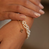 Brățară cu perle de cultură albe 3–3,5 mm + 5–5,5 mm din aur 14K Aurora