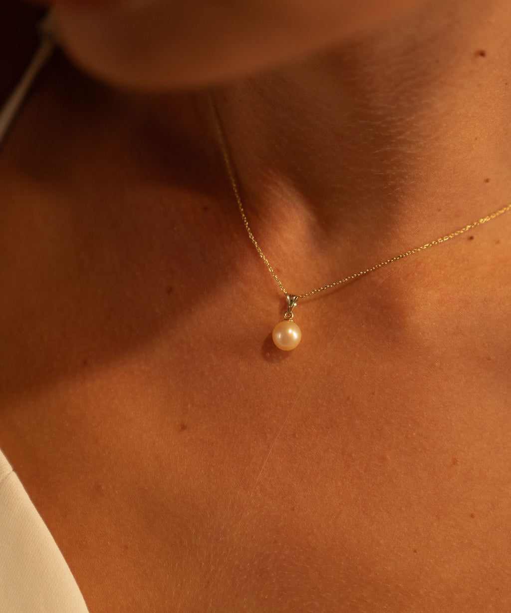 Colier Perlă Naturală de Cultura Roz 7-8 mm Rotunda si Aur 14K (585) galben - Elysia