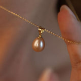 Pandantiv din aur 14K cu perlă naturală roz 8.5-9 mm Lira