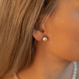 Cercei stud din aur 14K cu perle de cultură champagne 8.5–9 mm