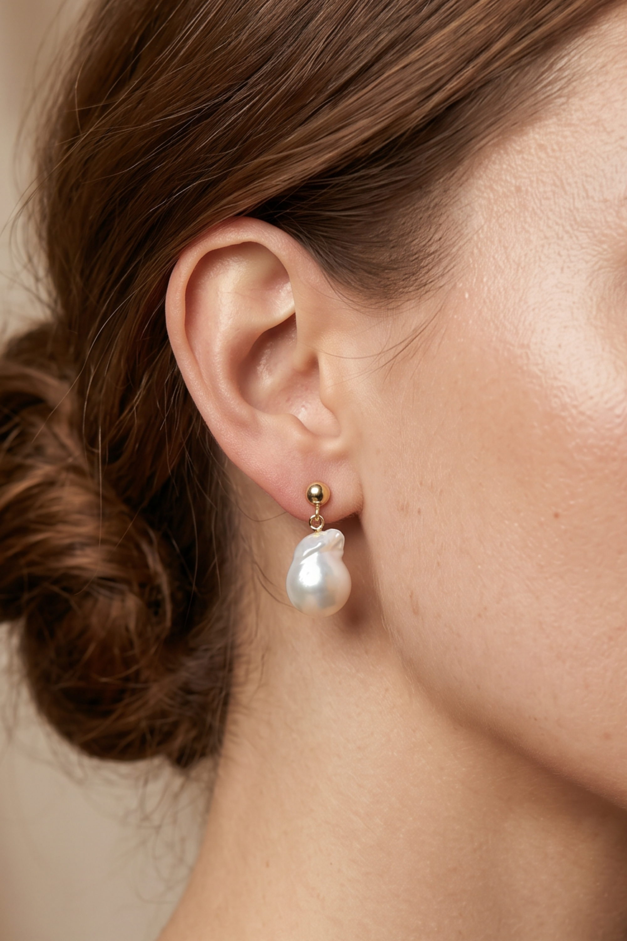 cercei perle baroc naturale aur 14k detaliu - victoria - royal pearls