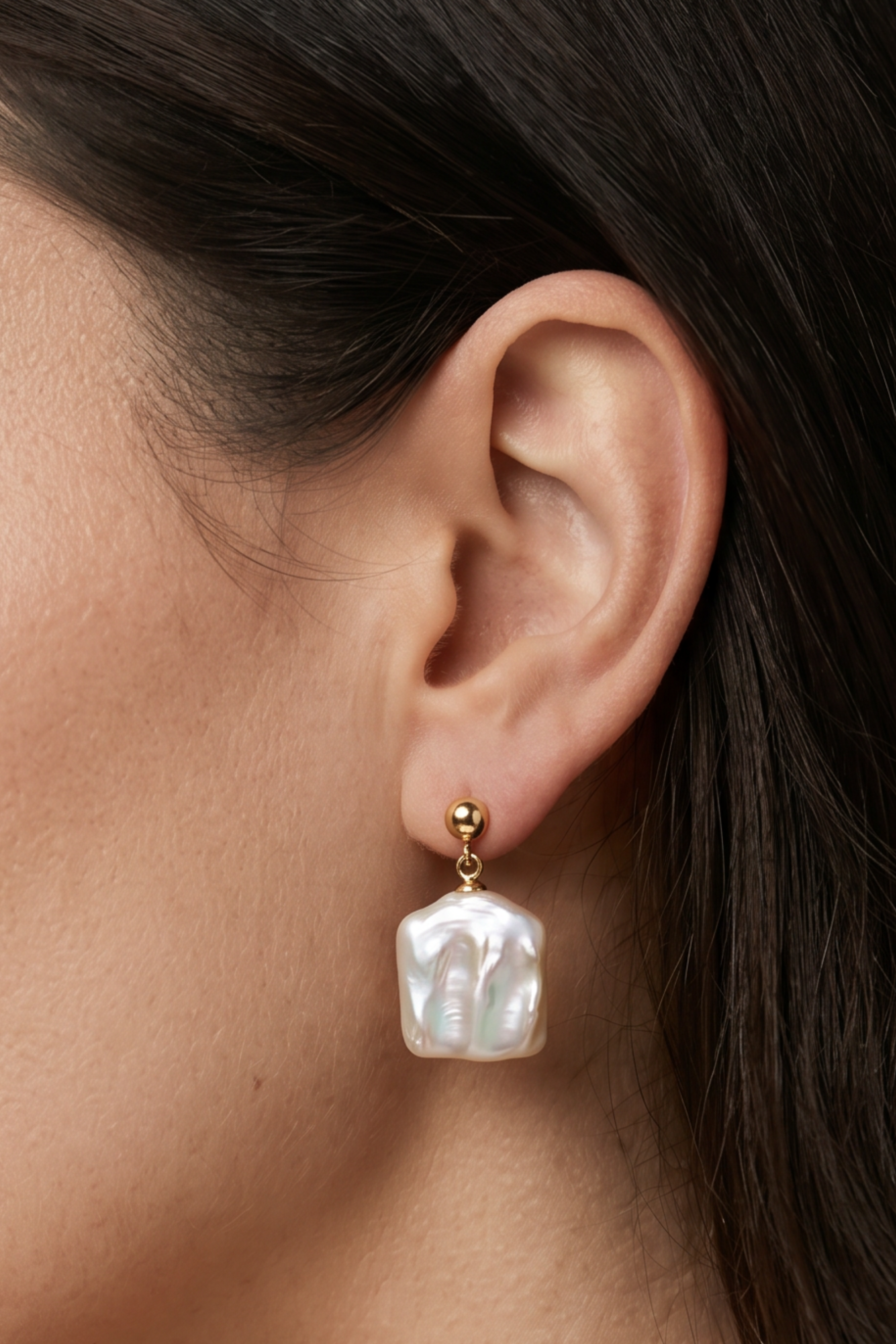 cercei perle keshi naturale aur 14k detaliu - marina - royal pearls