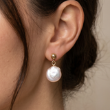 cercei perle keshi naturale albe rotunde aur 14k detaliu - alba - royal pearls
