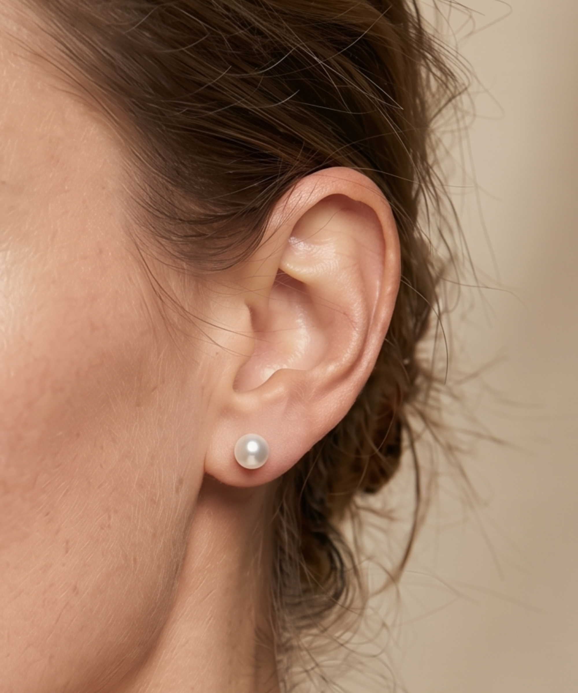 Cercei stud din aur 14K cu perle naturale de cultură albe 5-6 mm