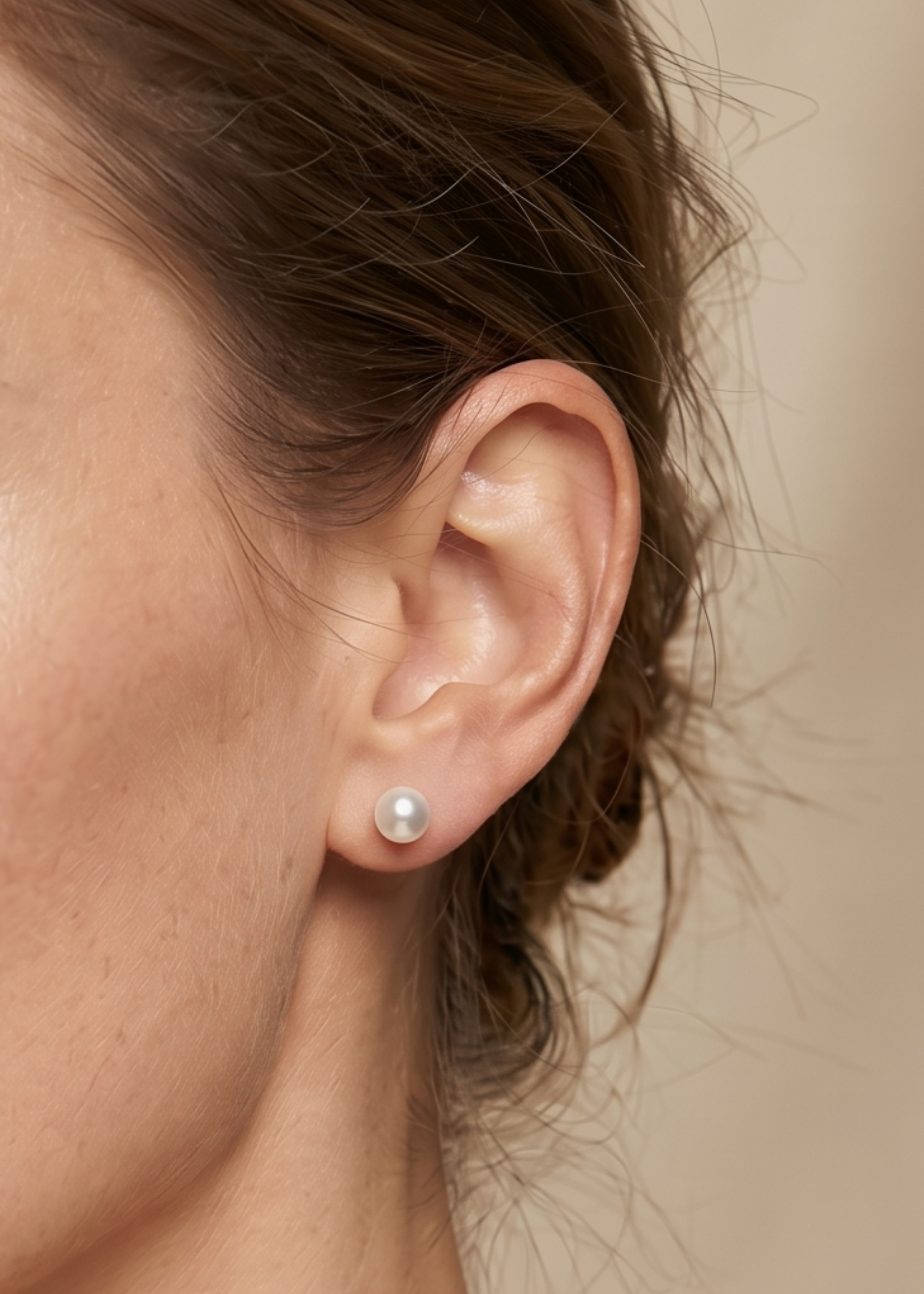 Cercei Aur 14K cu Perle Naturale Albe 5-6mm Stud - cercei perle naturale aur 14K - Royal Pearls