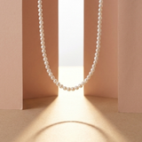 colier perle naturale albe 3mm AAA aur 14k prezentare - petite pearl - royal pearls
