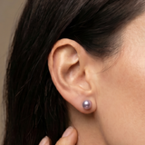 14K gold stud earrings with 5 – 6 mm purple cultured pearls