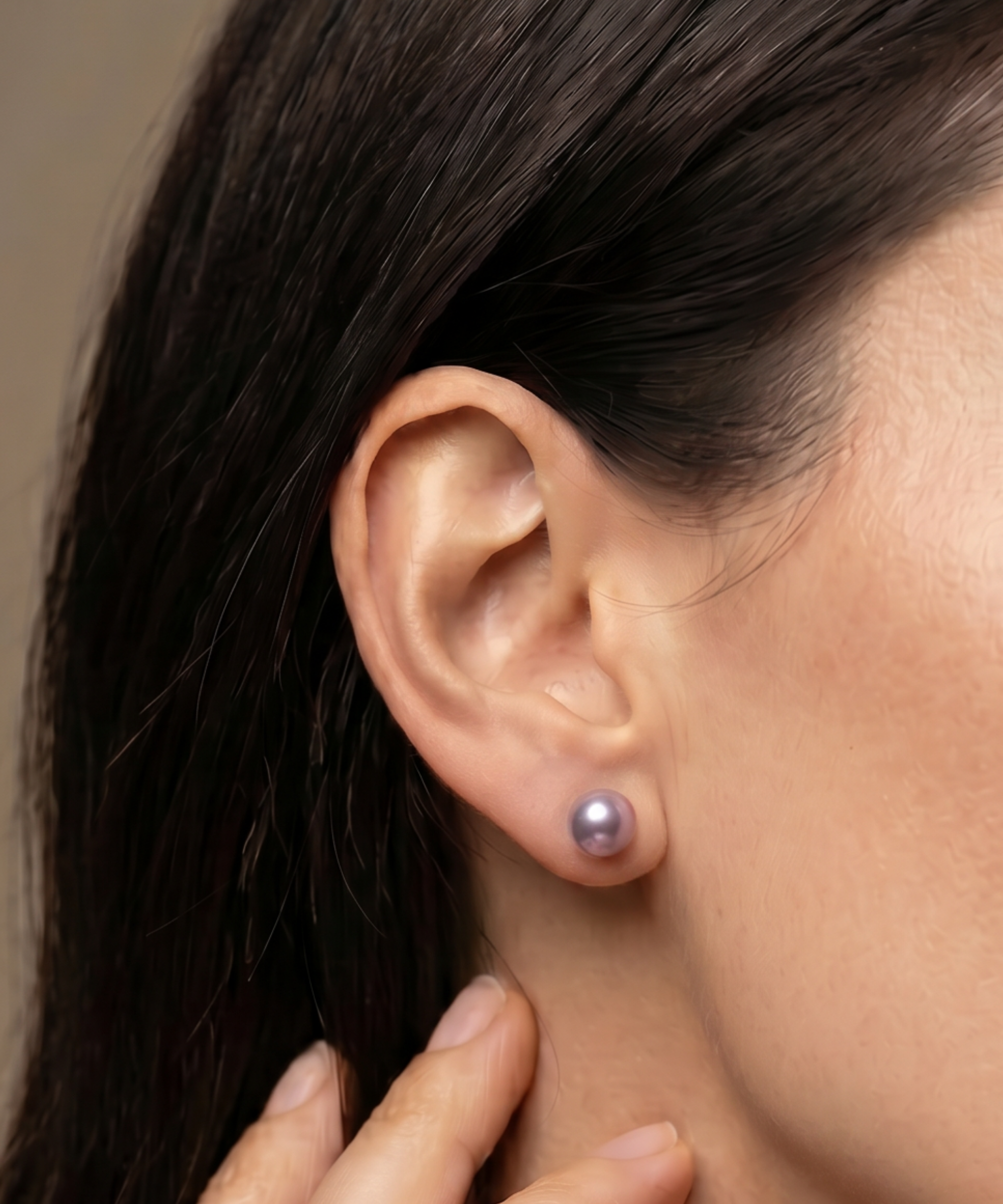 Cercei stud din aur 14K cu perle de cultură mov 5-6 mm