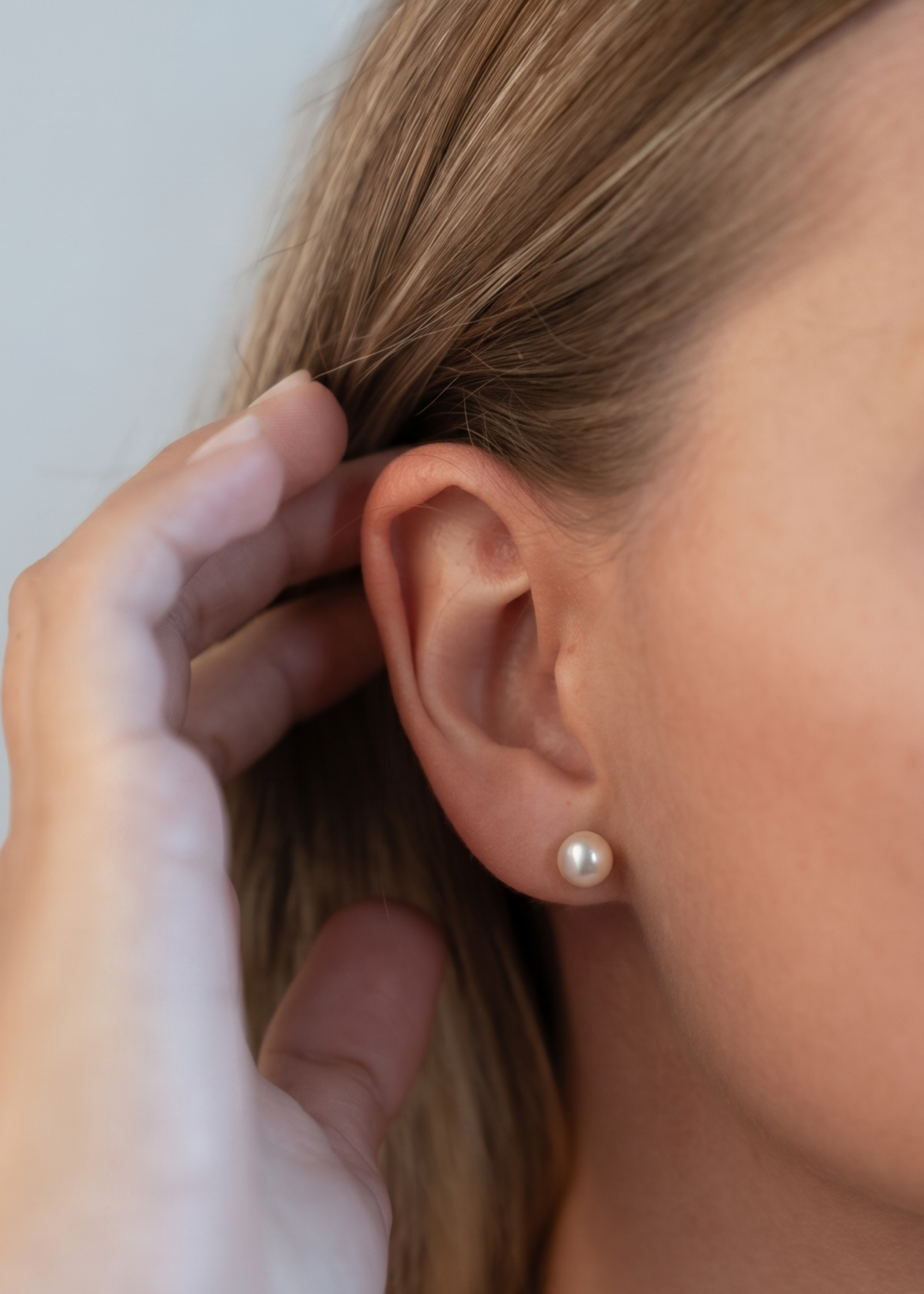 Cercei Aur 14K cu Perle Naturale Albe 7-8mm Stud - cercei perle naturale aur 14K - Royal Pearls