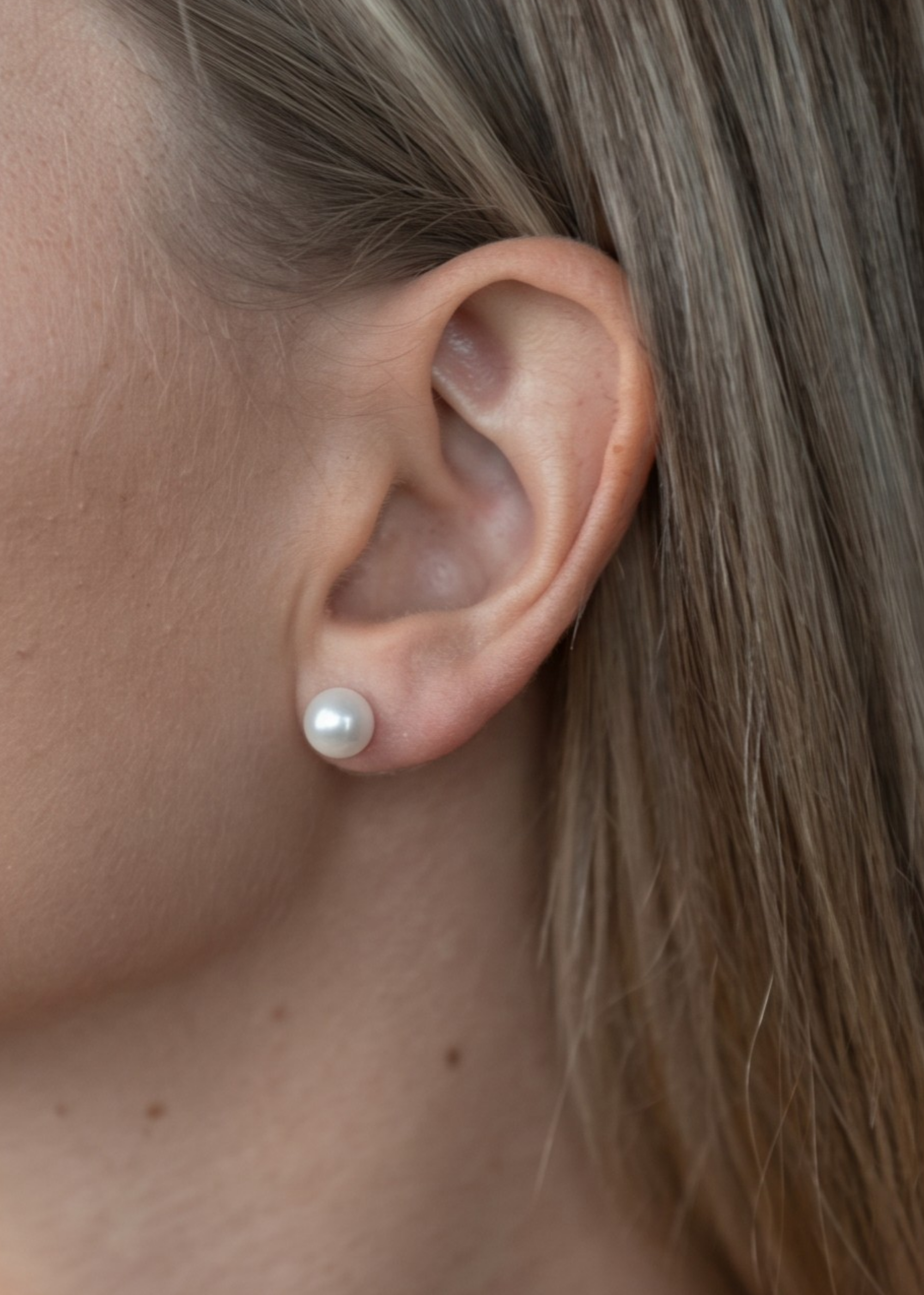 Cercei Aur 14K cu Perle Naturale Albe 8-9mm Stud - cercei perle naturale aur 14K - Royal Pearls