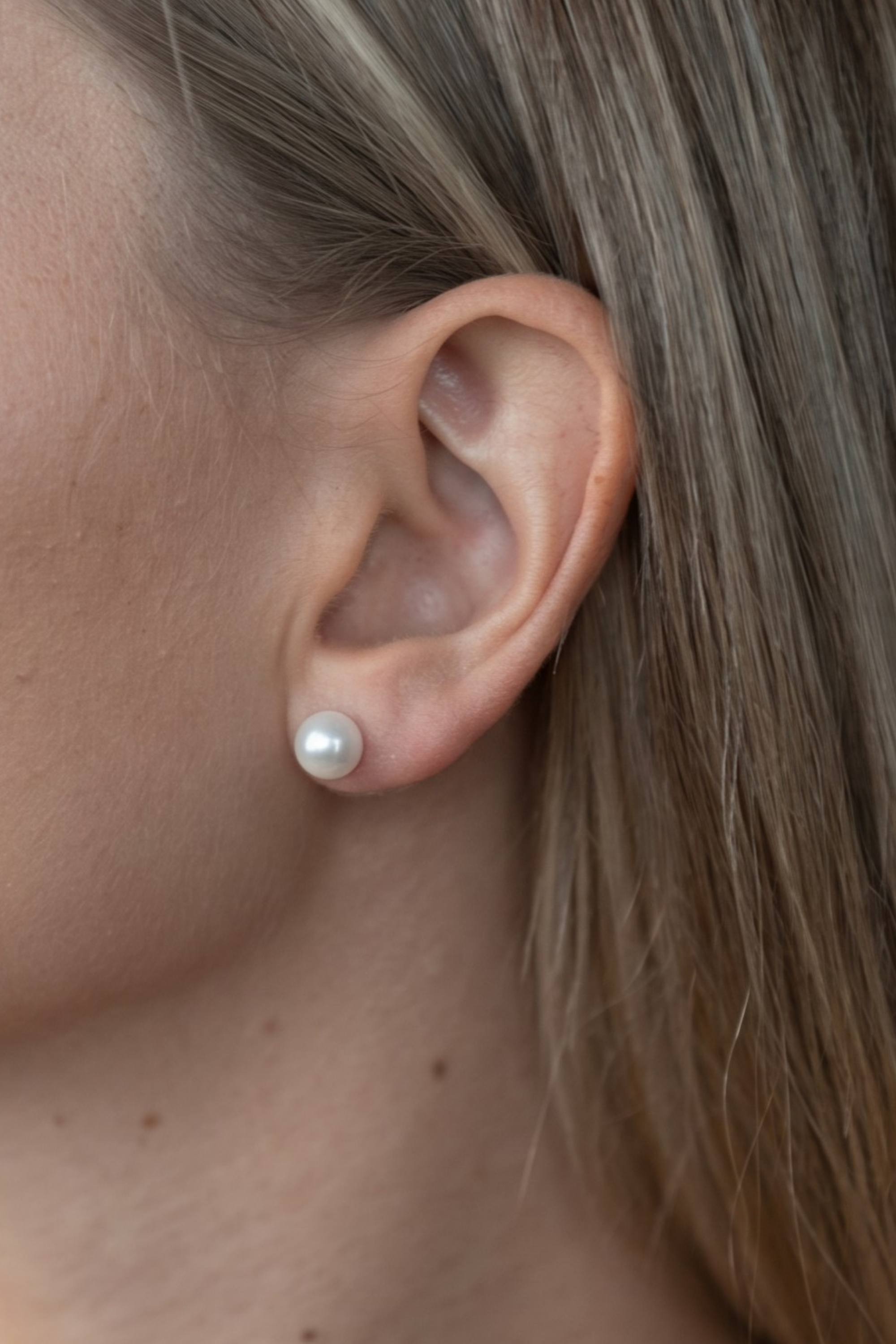 cercei stud perle naturale albe 8-9mm aur 14k detaliu - royal pearls