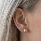 14K gold stud earrings with champagne cultured pearls 8 – 9 mm