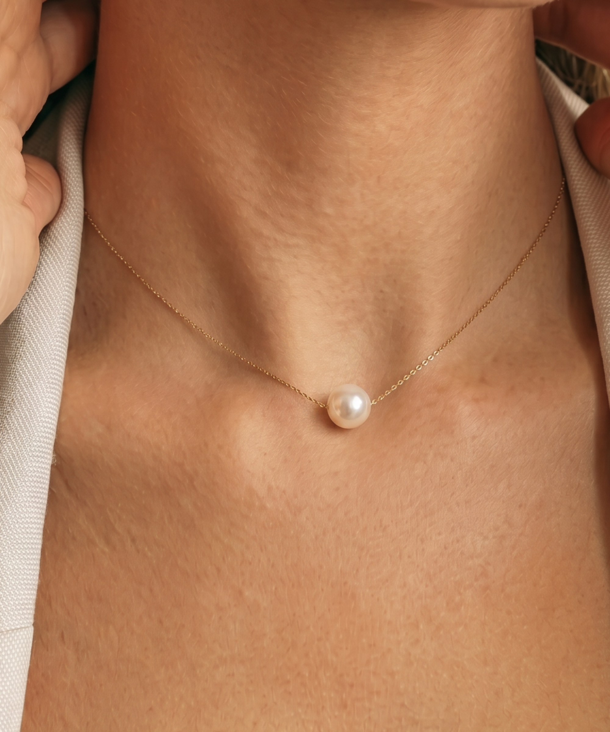 colier perle naturale albe rotunde 7-8mm aur 14k - marie - royal pearls