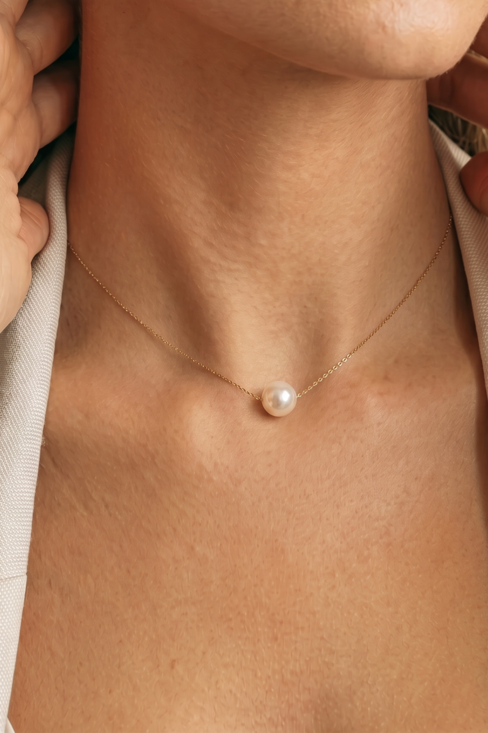 colier perle naturale albe rotunde 7-8mm aur 14k - marie - royal pearls