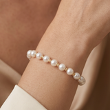 Brățară Aur 14K cu Perle Naturale Albe 5-6mm și Bile Aur — Ivoire Dorée
