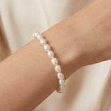 14K gold white rice shape cultured pearl bracelet — Elongé