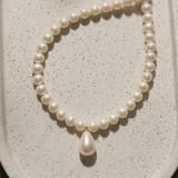 Colier Aur 14K cu Perle Naturale Champagne 5-6mm si Pandantiv Perla— Lady Di
