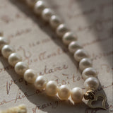 Colier cu perle naturale albe și inimă din aur 14K - Amour Pearl