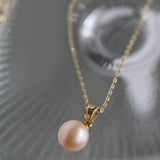 Colier Perlă Naturală de Cultura Roz 7-8 mm Rotunda si Aur 14K (585) galben - Elysia