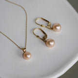 Pandantiv din aur 14K cu perlă naturală roz 7.5–8 mm Elysia