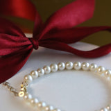 Brățară cu perle de cultură albe 5–5,5 mm din aur 14K Pure Classic