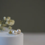 Cercei stud din aur 14K cu perle de cultură albe 7.5–8 mm