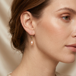 cercei perle naturale roz lacrima 8-9mm tortita aur 14k lifestyle - catherine - royal pearls