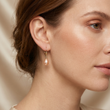 cercei perle naturale roz lacrima 8-9mm tortita aur 14k lifestyle - catherine - royal pearls