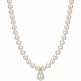 Colier Aur 14K cu Perle Naturale Champagne 5-6mm si Pandantiv Perla— Lady Di