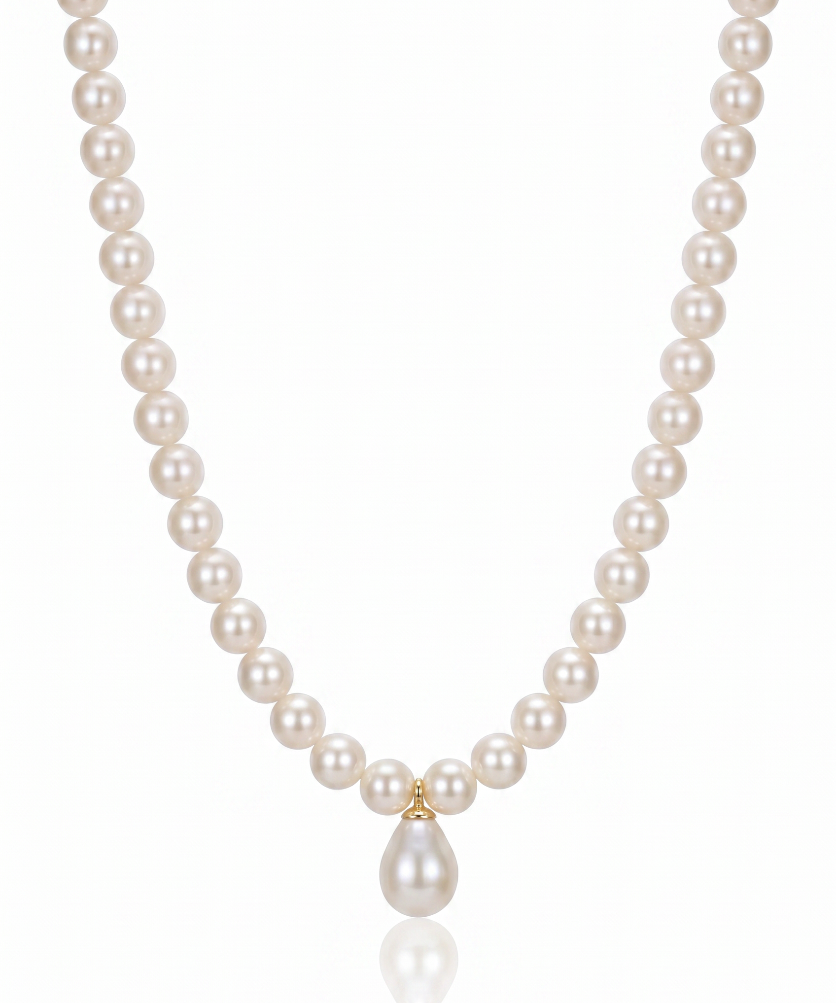 Colier Aur 14K cu Perle Naturale Champagne 5-6mm si Pandantiv Perla— Lady Di