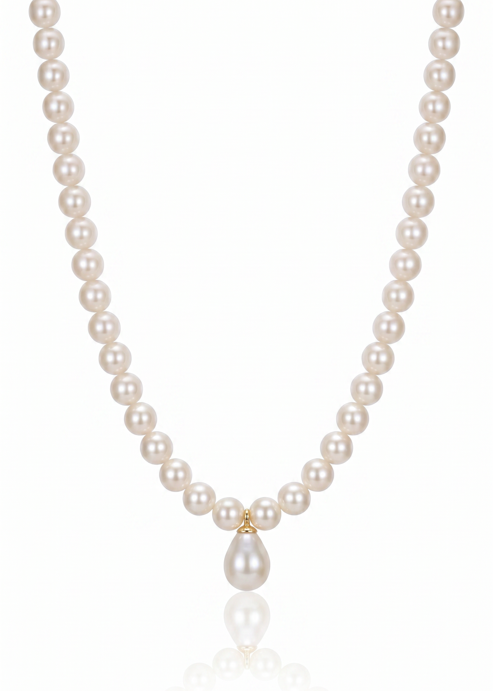 Colier Aur 14K cu Perle Naturale Champagne 5-6mm si Pandantiv Perla— Lady Di detaliu - colier perle naturale aur 14K - Royal Pearls