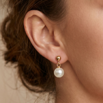 cercei perle naturale albe 7-8mm tija aur 14k detaliu - anne - royal pearls