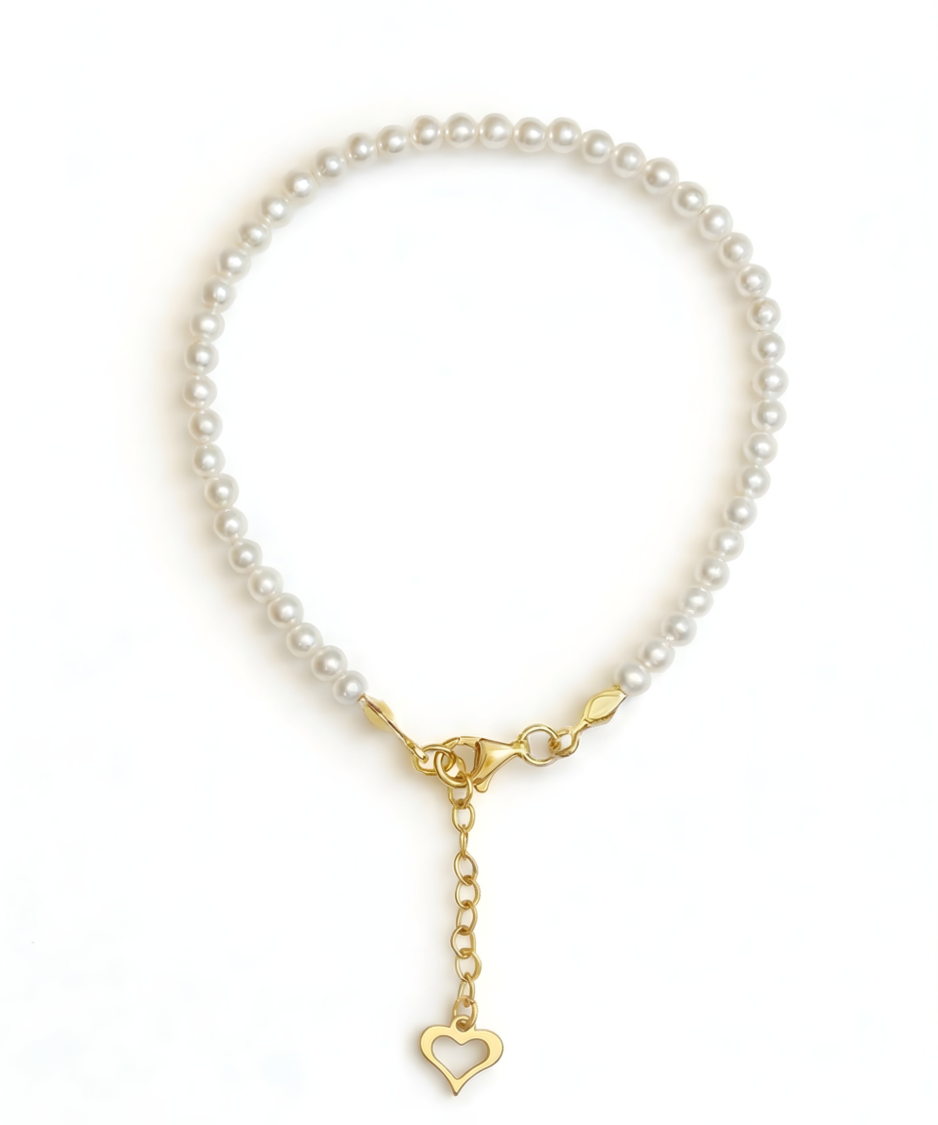 Brățară din aur 14K galben cu perle naturale de cultură albe, 3–3,5 mm