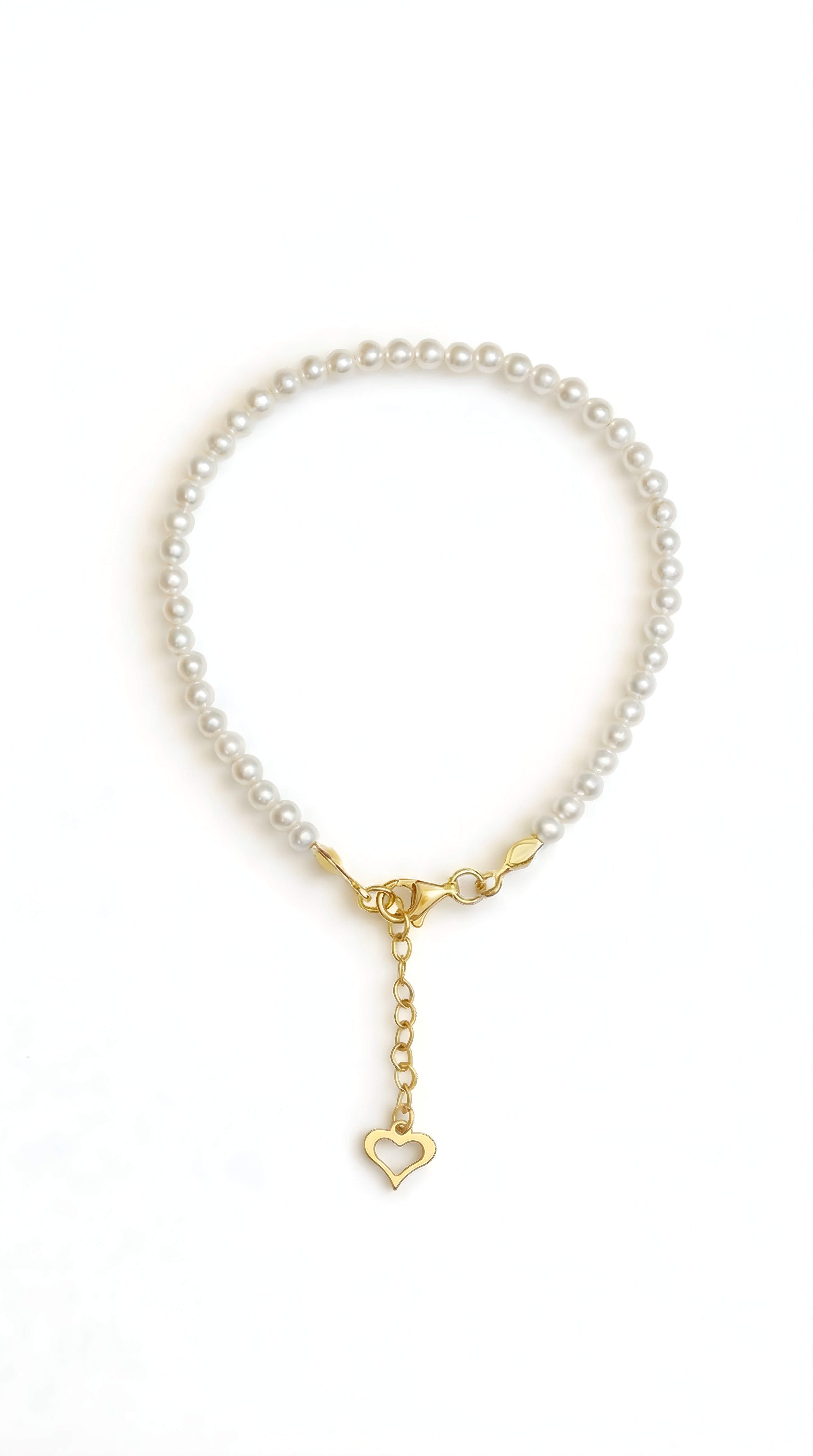 Brățară din aur 14K galben cu perle naturale de cultură albe, 3–3,5 mm